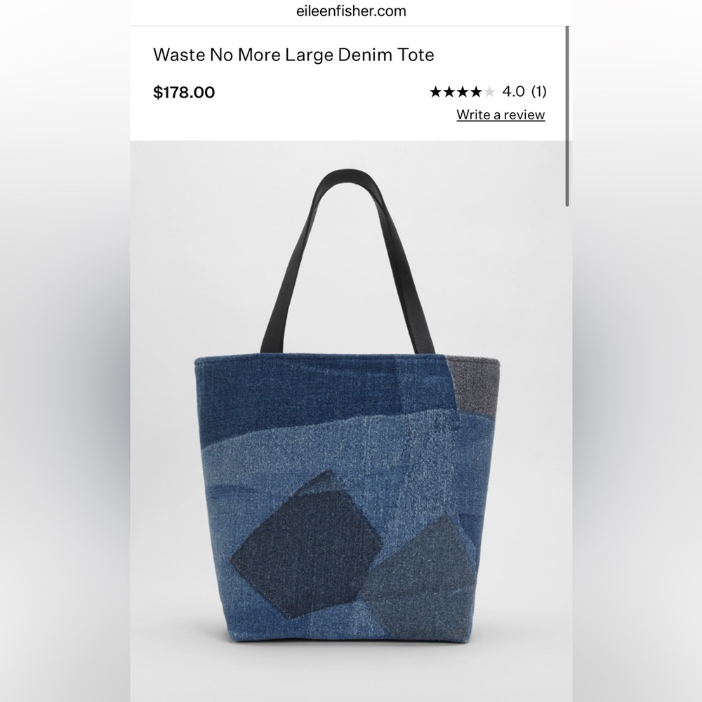 NWOT Eileen Fisher Waste No More Large Denim Tote